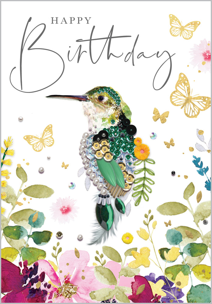 Female Birthday Card - Hummingbird Illustration