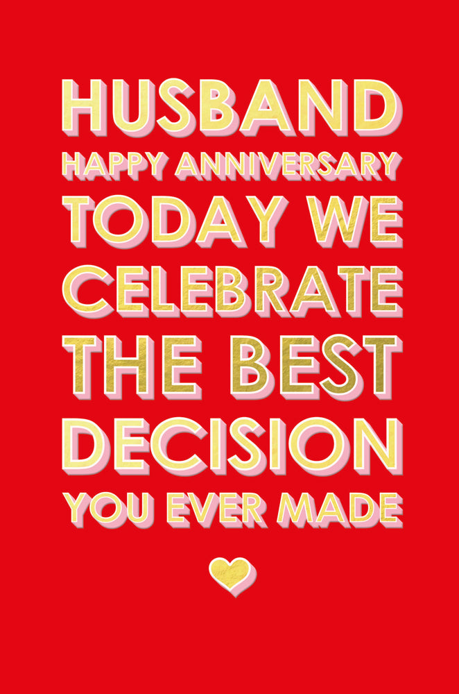 Husband Anniversary Card - Best Decision