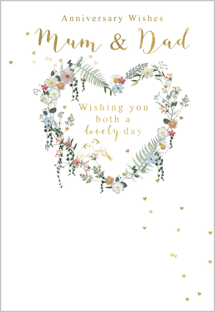 Mum and Dad Anniversary Card - Floral Heart
