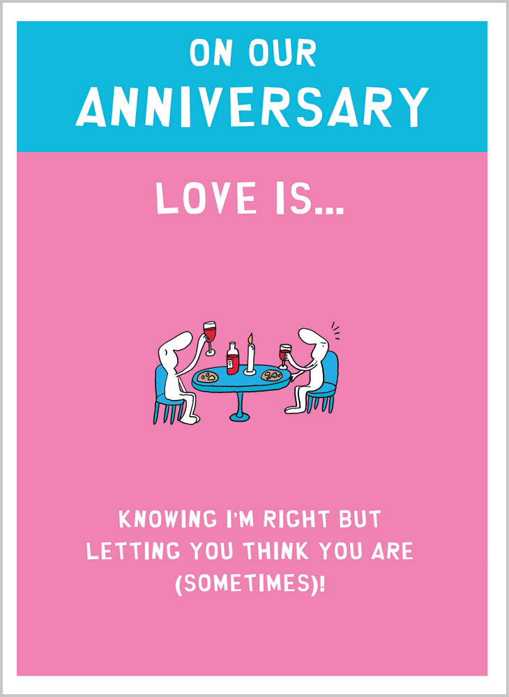 Humorous Our Anniversary Card - Love Is