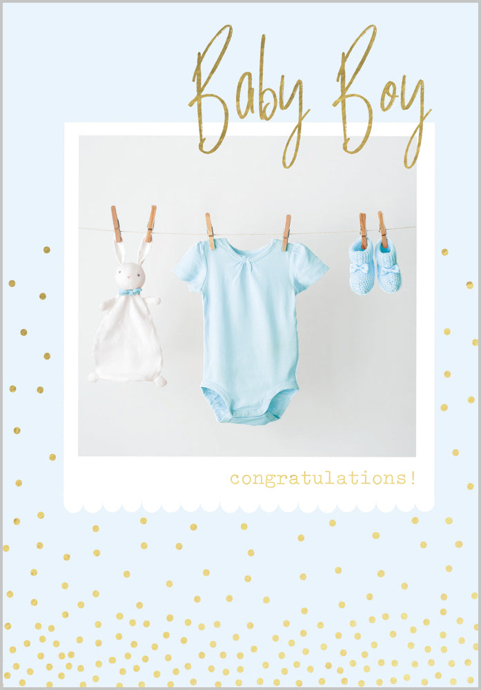 New Baby Boy Card - Washing Line