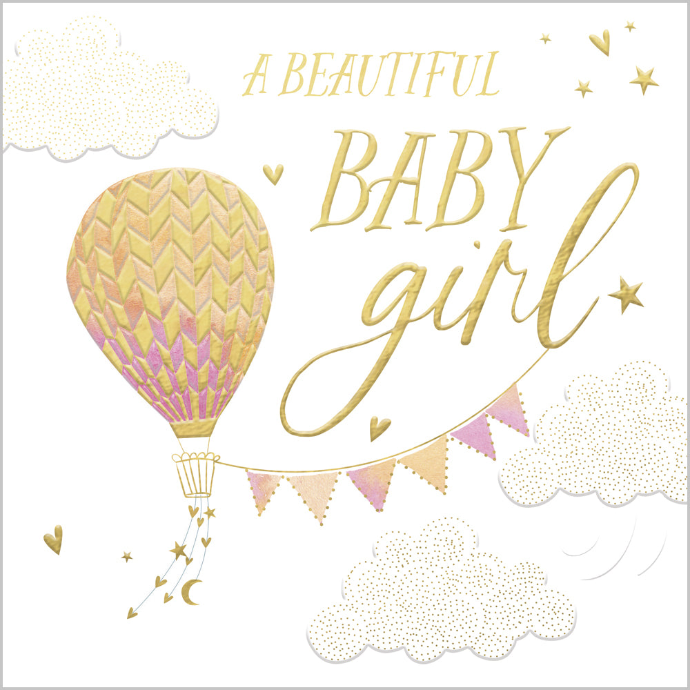 New Baby Card | Baby Girl - Hot Air Balloon
