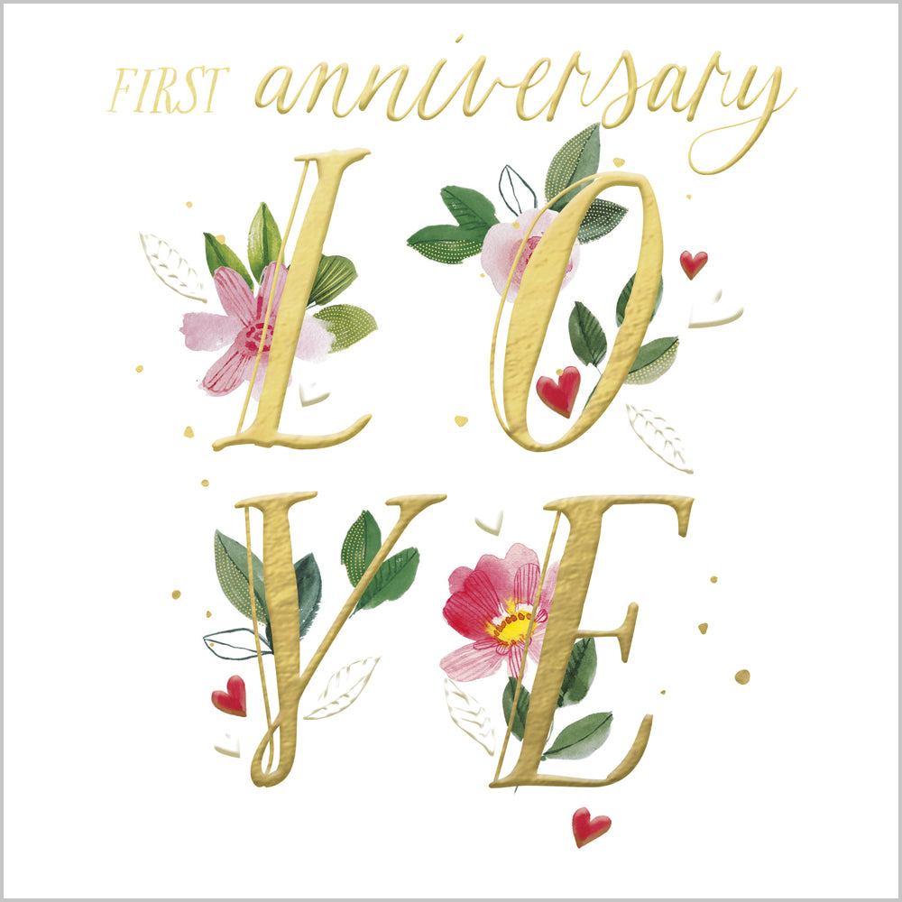 First Anniversary Card - Love Design