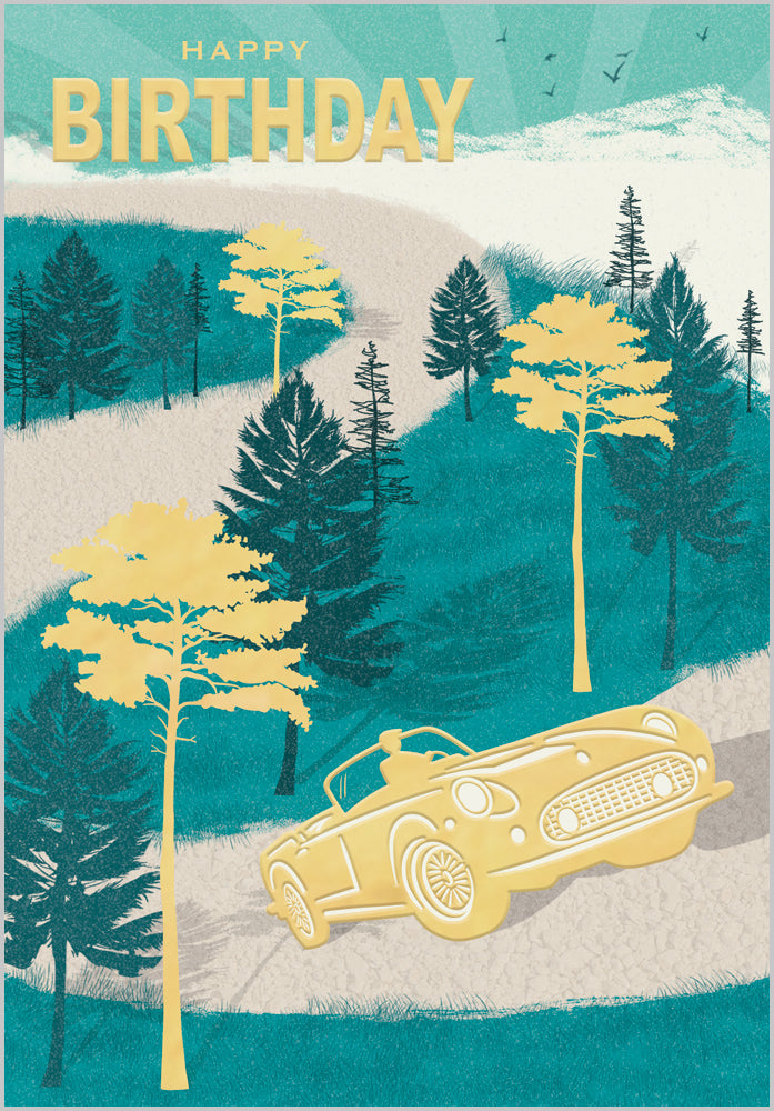 Classic Car Birthday Card - Open Road Design