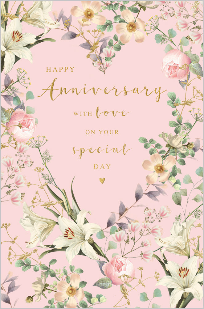 General Anniversary Card - Floral Heart