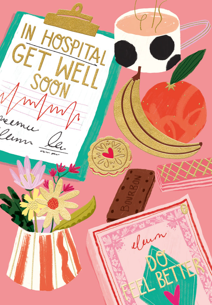 Get Well In Hospital Chart Mug & Biscuits