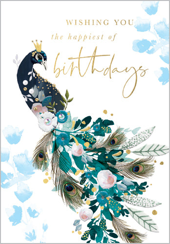 Female Birthday Card - Peacock Illustration