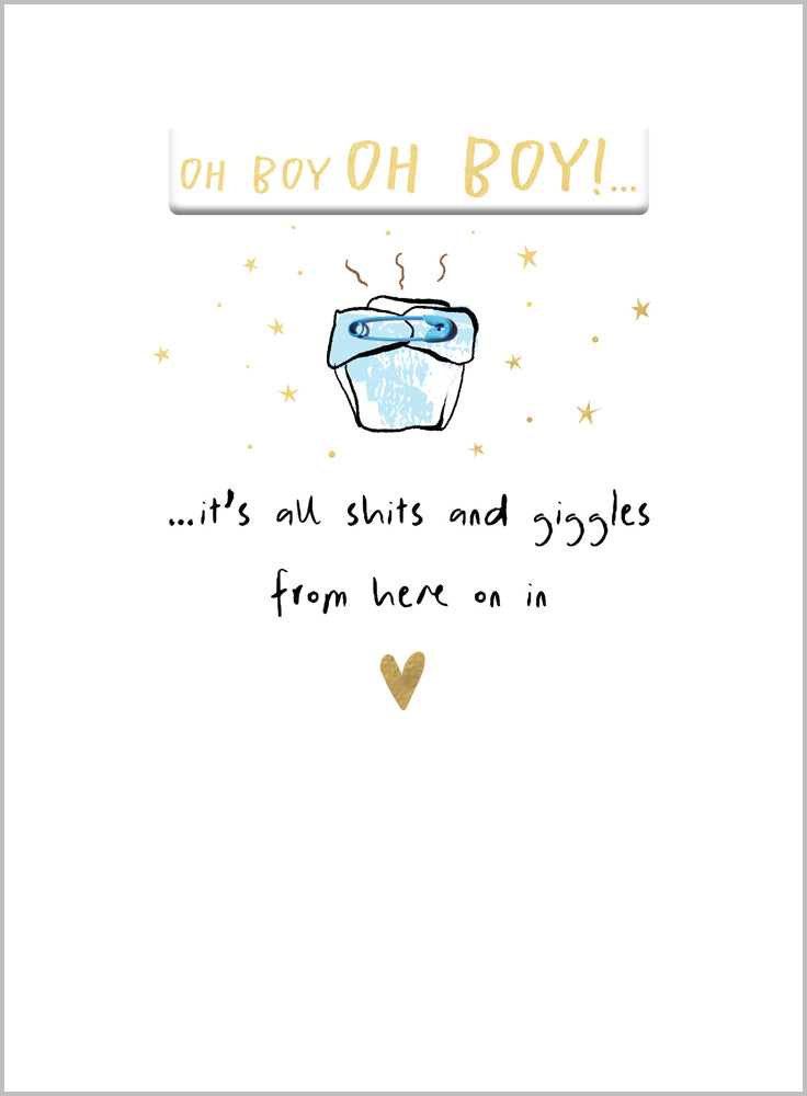 Funny New Baby Boy Card - Shits and Giggles