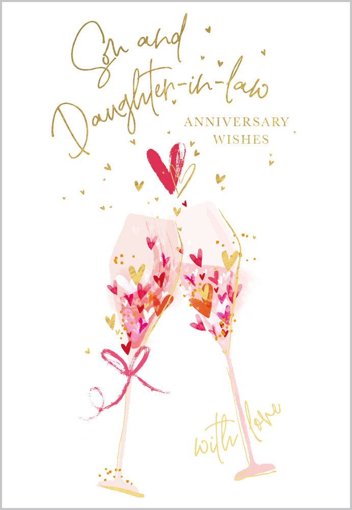 Son and Daughter-in-Law Anniversary Card - Champagne
