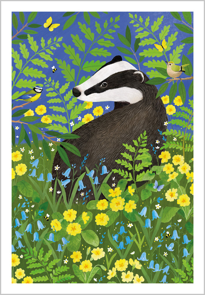 Badger amongstPrimroses