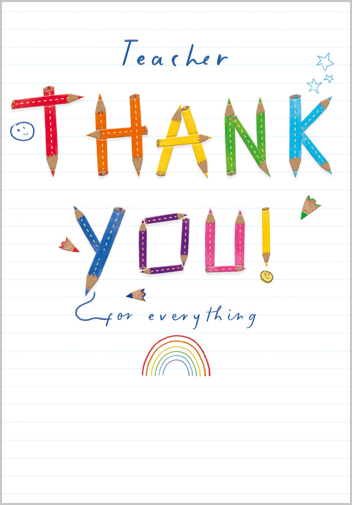 Thank You Teacher Rainbow Coloured Pencils