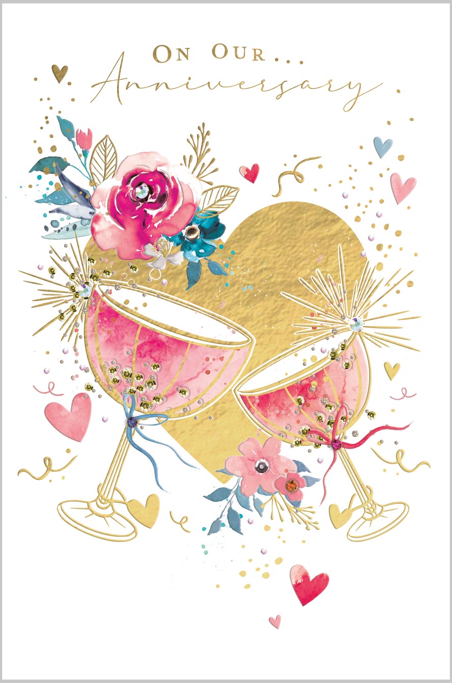 Our Anniversary Gold Heart & Coup Glasses