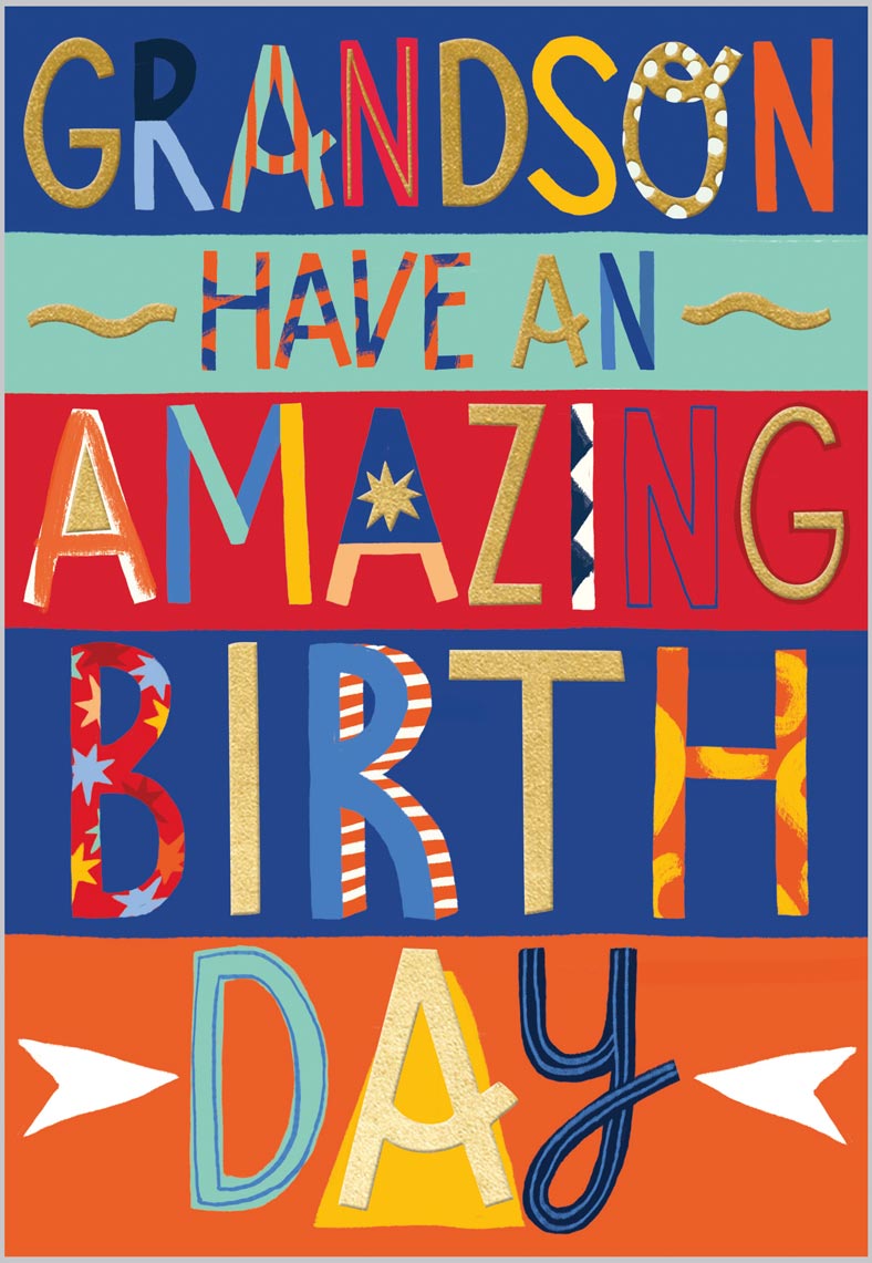 Grandson Colourful Birthday Text