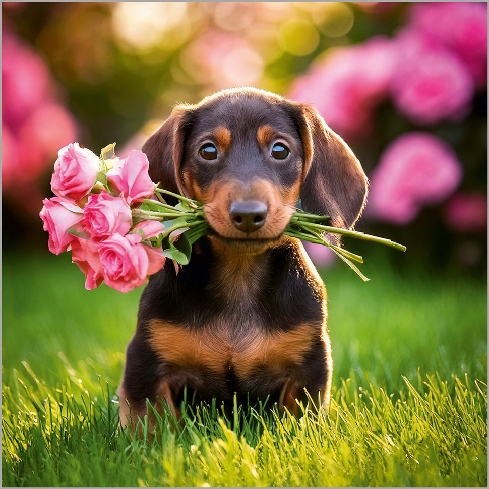 Dachshund and Roses