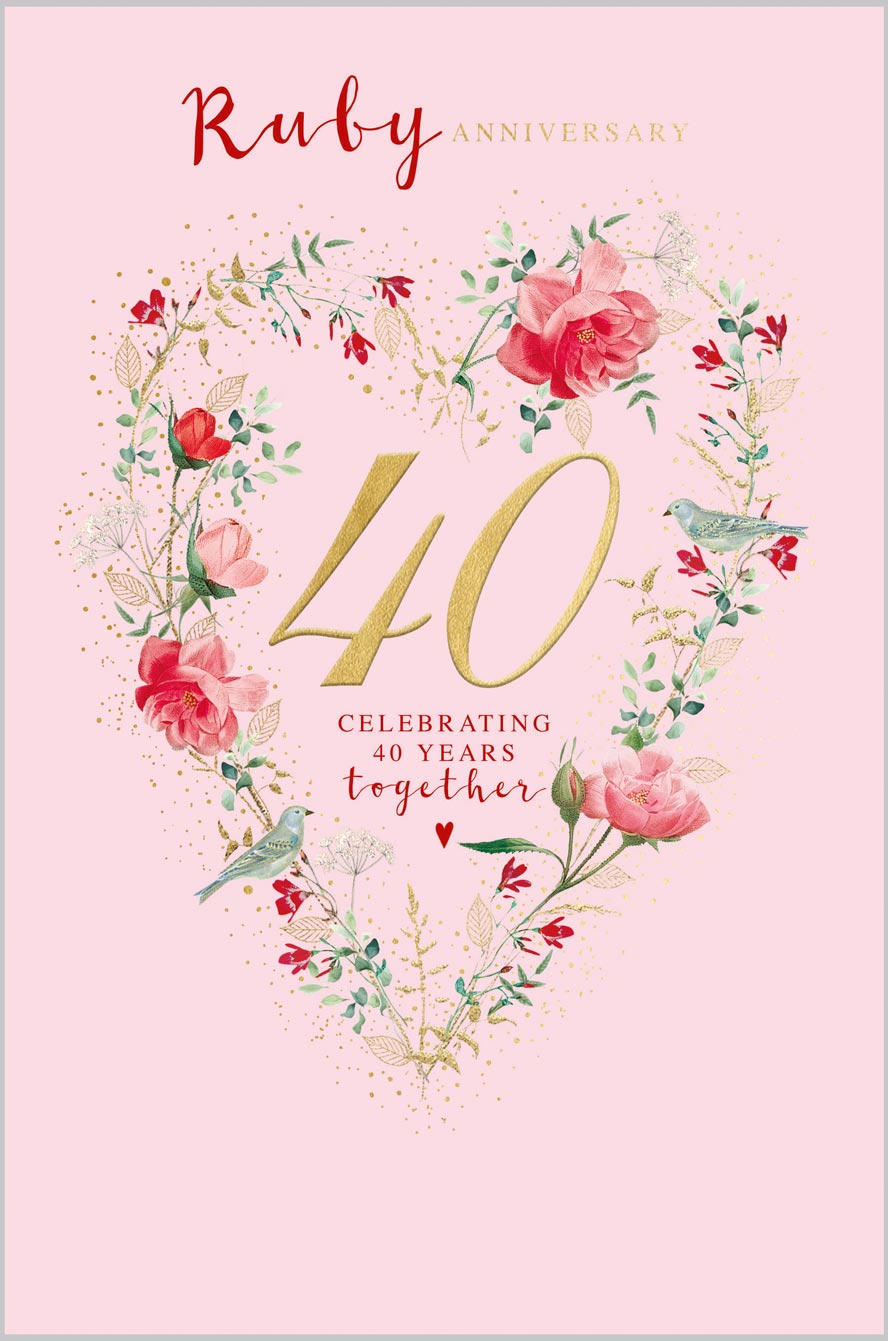 Ruby Anniversary Ruby Floral Heart