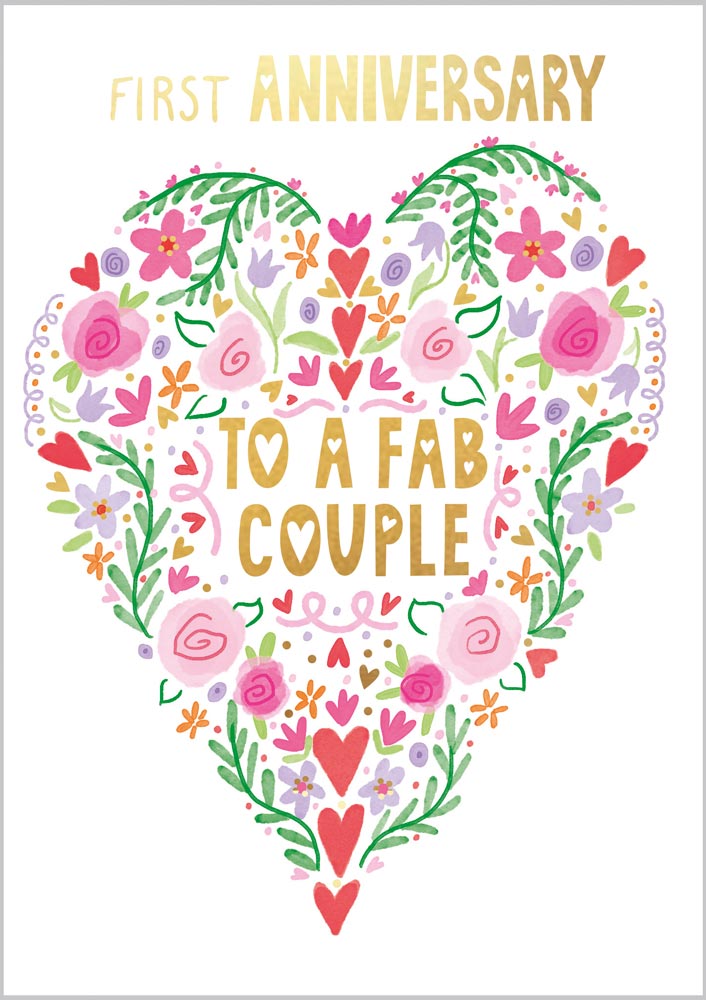 First Anniversary Floral Heart