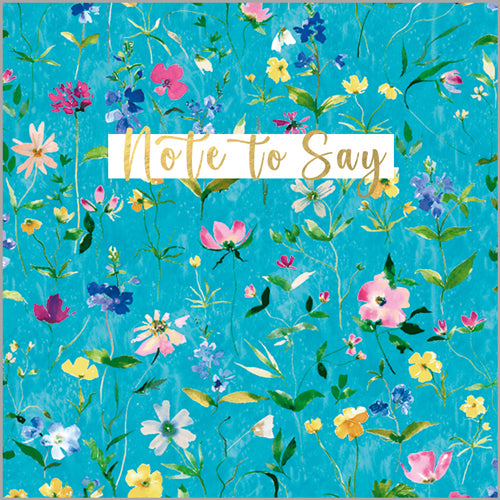 Note to Say Flowers on Blue
