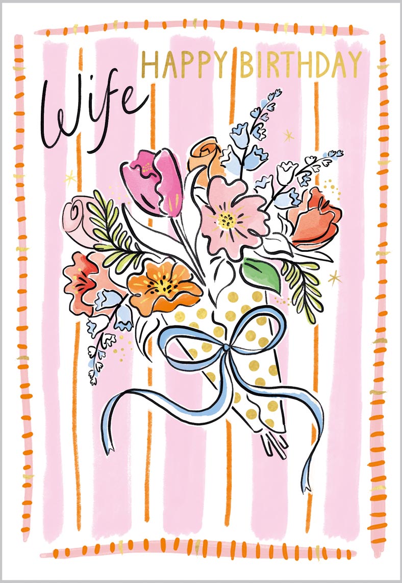 Wife Birthday Illustrated Floral Bouquet