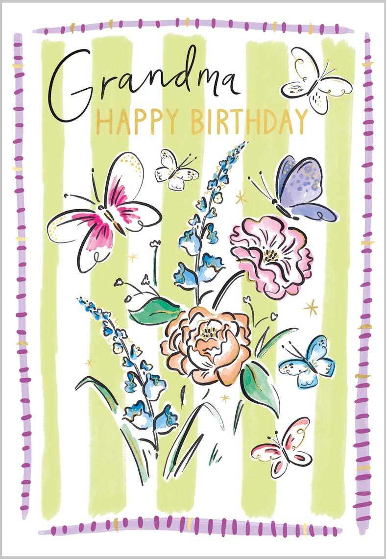 Grandma Birthday Illustrated Floral Garden