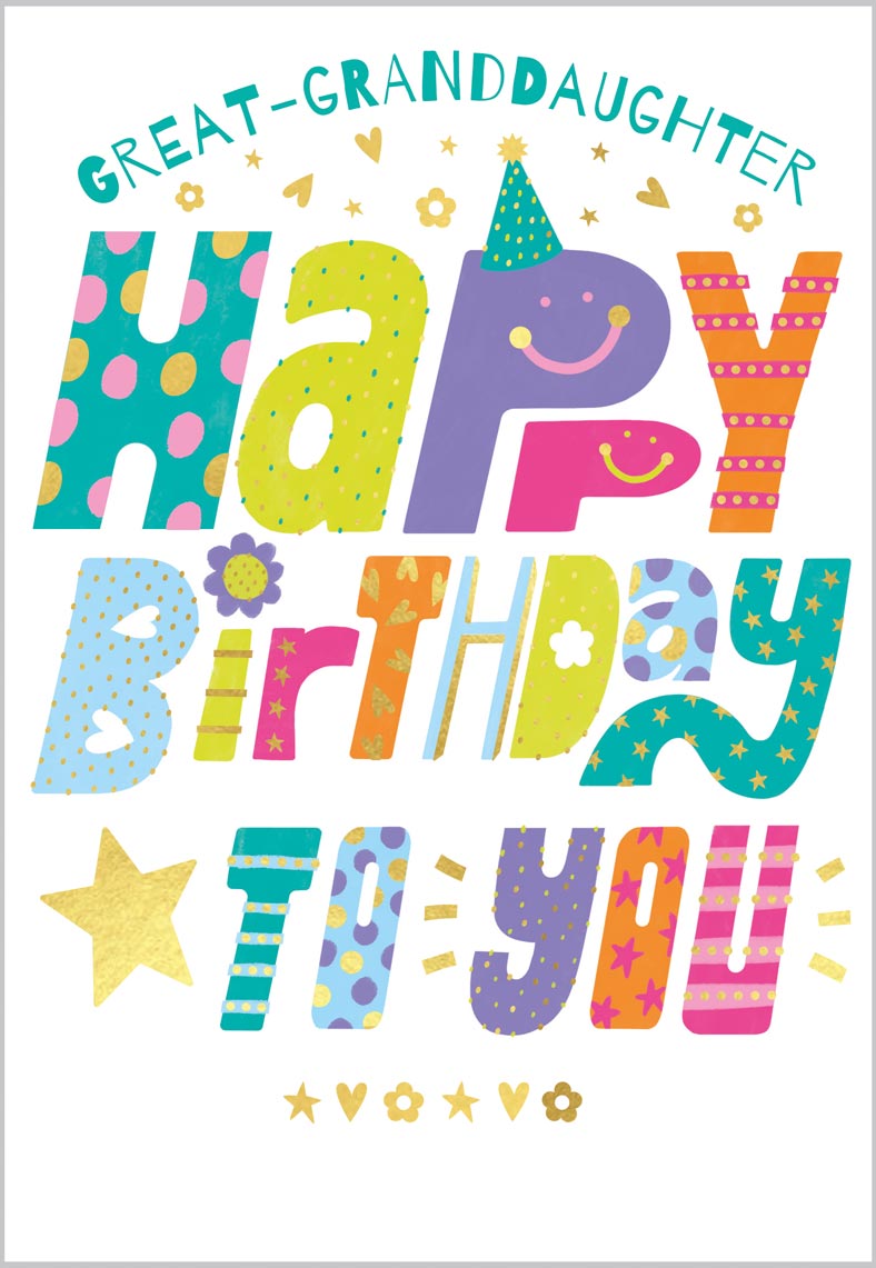 Great-Granddaughter Birthday Fun Colourful Te