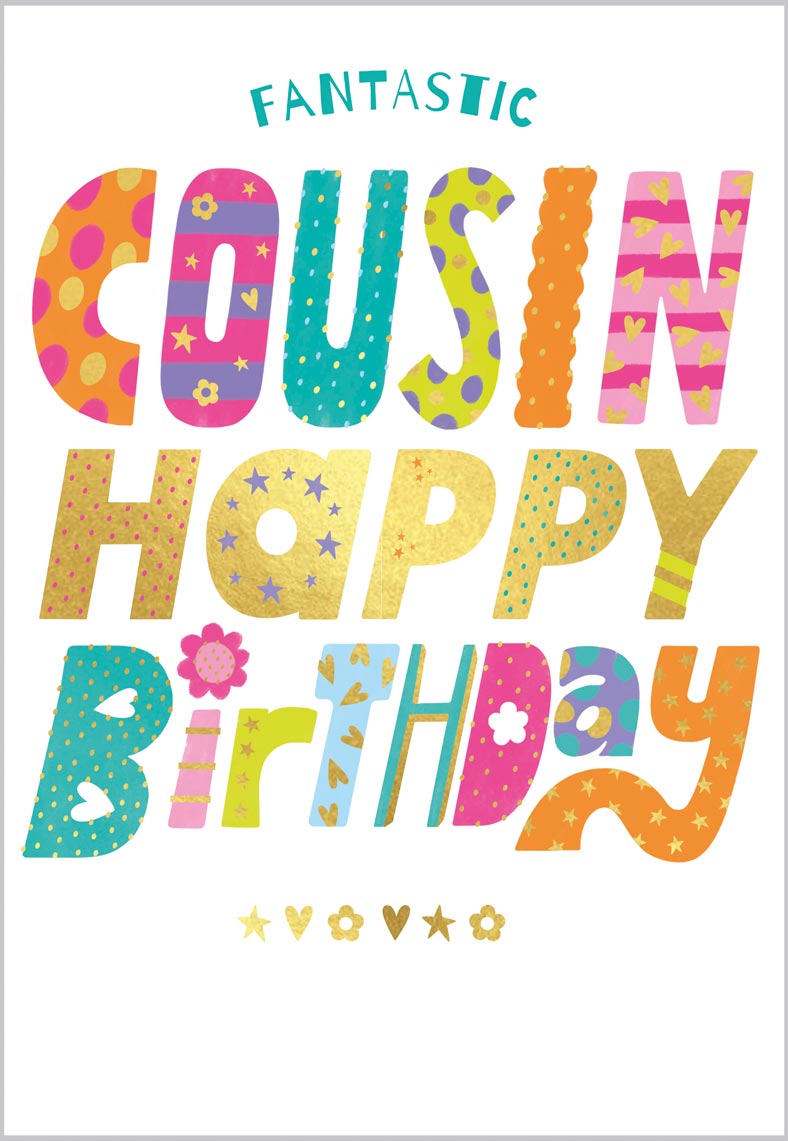 Cousin Birthday Fun Colourful Text