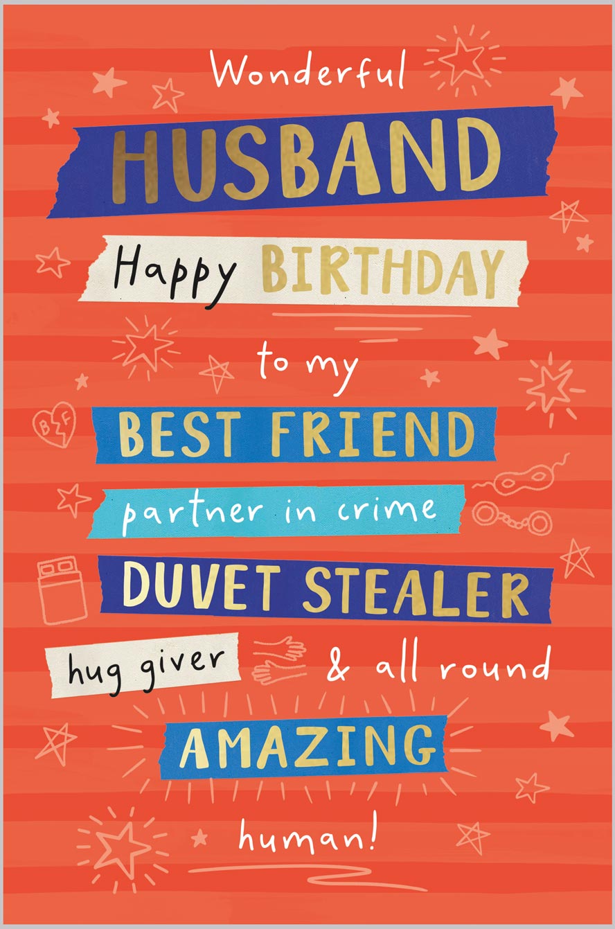 Husband Birthday Colourful Text