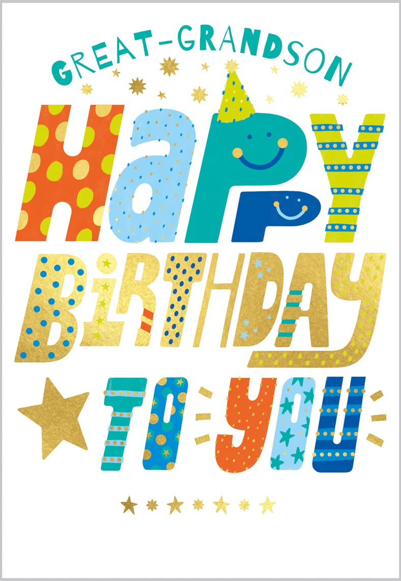 Great-GrandsonBirthday Fun Colourful Text