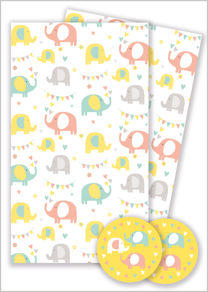 Gift Wrap Pack - New Baby - Elephant Fun
