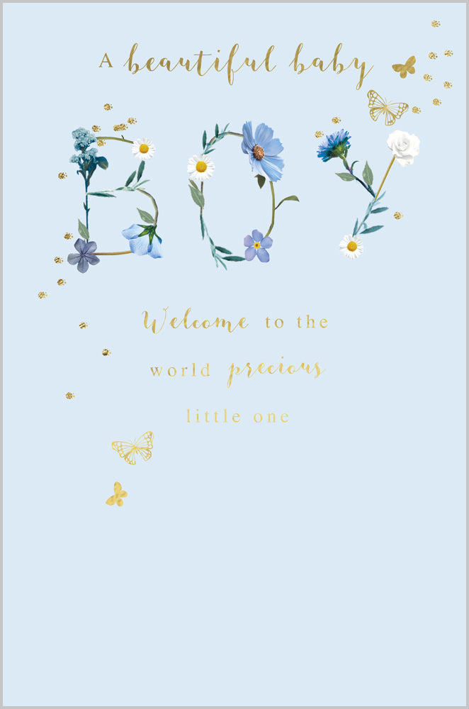 New Baby Boy -Floral Text