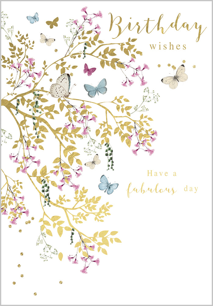 Butterflies Blossom & Gilded Leaves