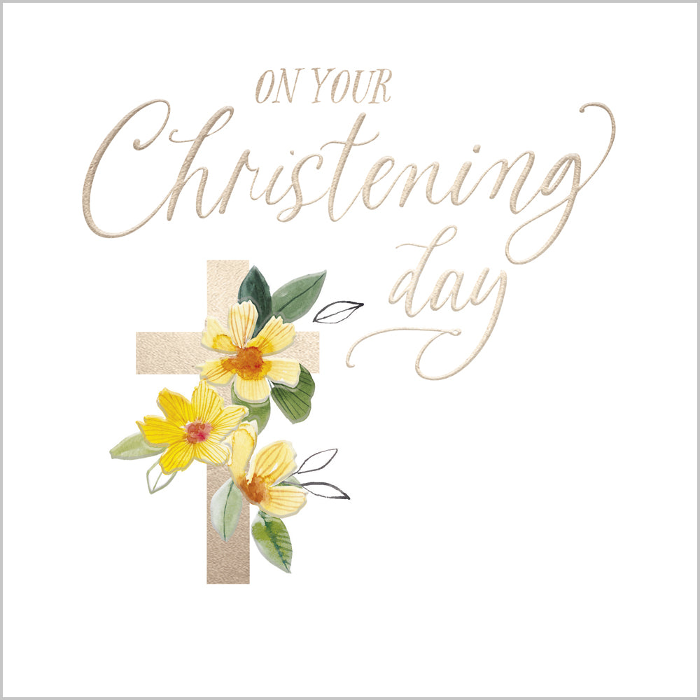 Christening Card | Christening - Floral Cross