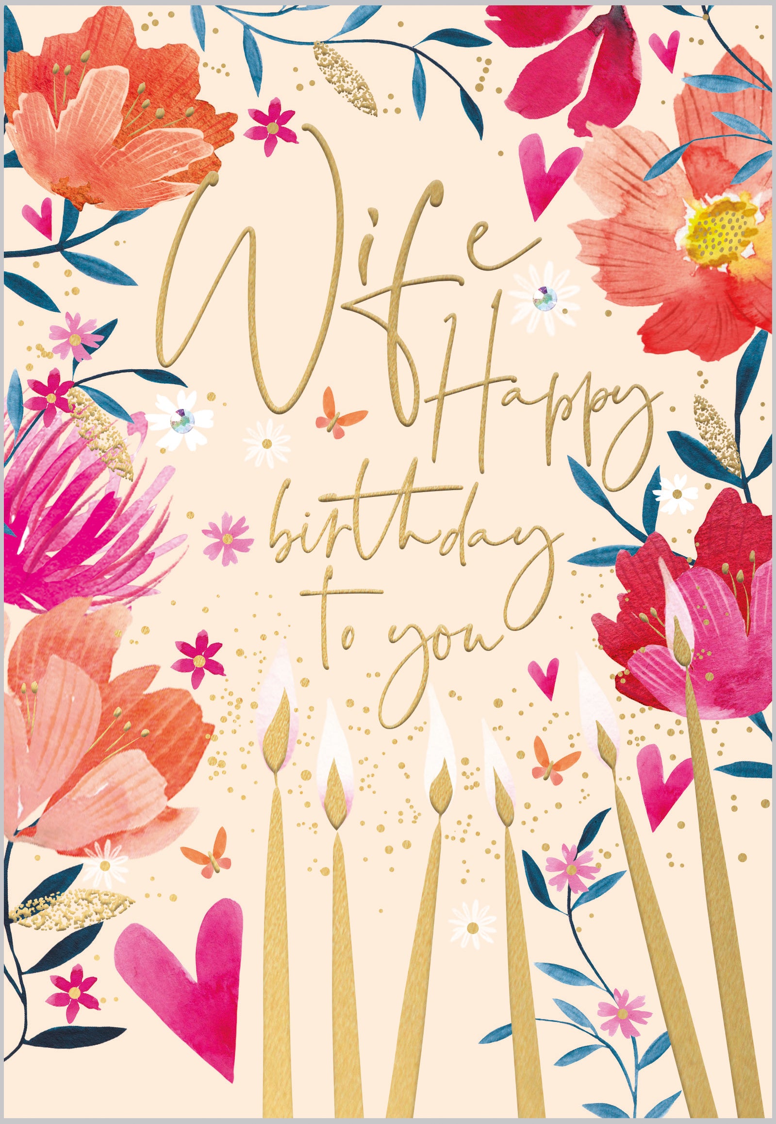 Wife Birthday Candles and Blooms