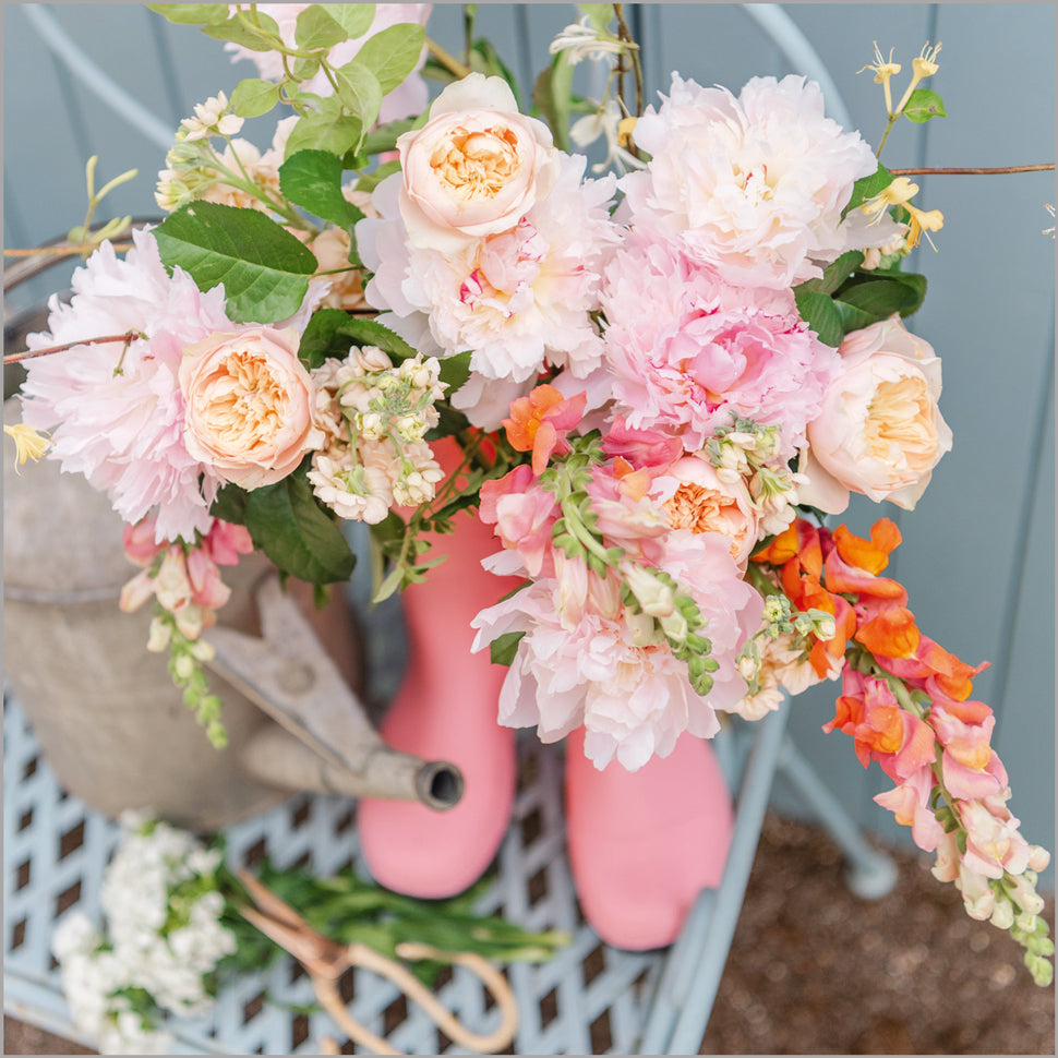 Summer Blooms in Wellington Boots