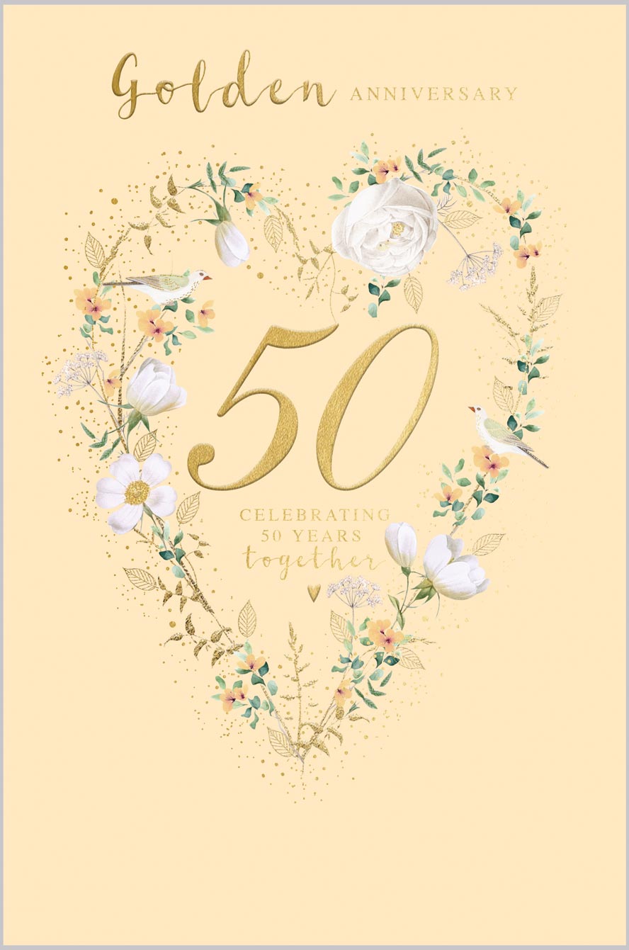 Golden Anniversary Golden Floral Heart