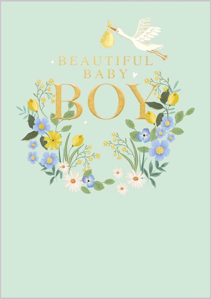 Baby Boy Flowers and Stork