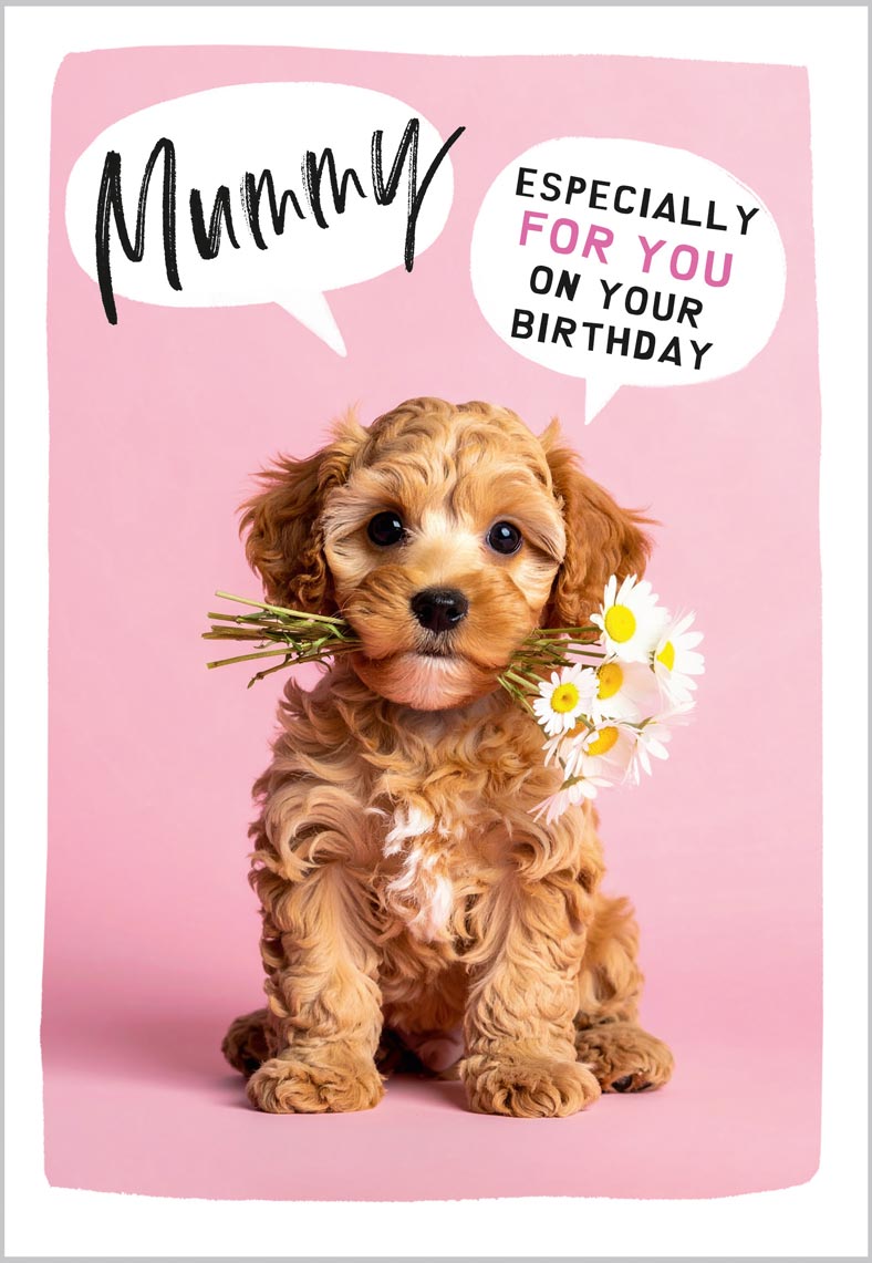 Mummy BirthdayPuppy with Flowers