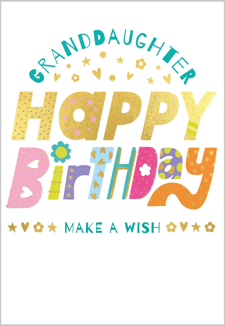 Granddaughter Birthday Fun Colourful Text