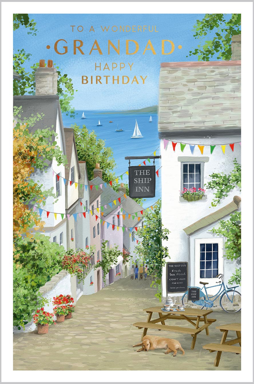 Grandad Birthday Illustrated Harbour Scene