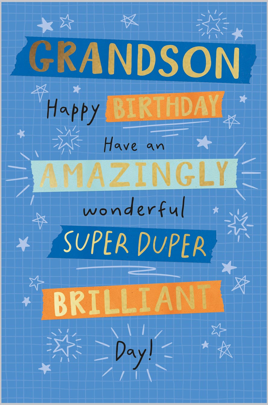 Grandson Birthday Colourful Text