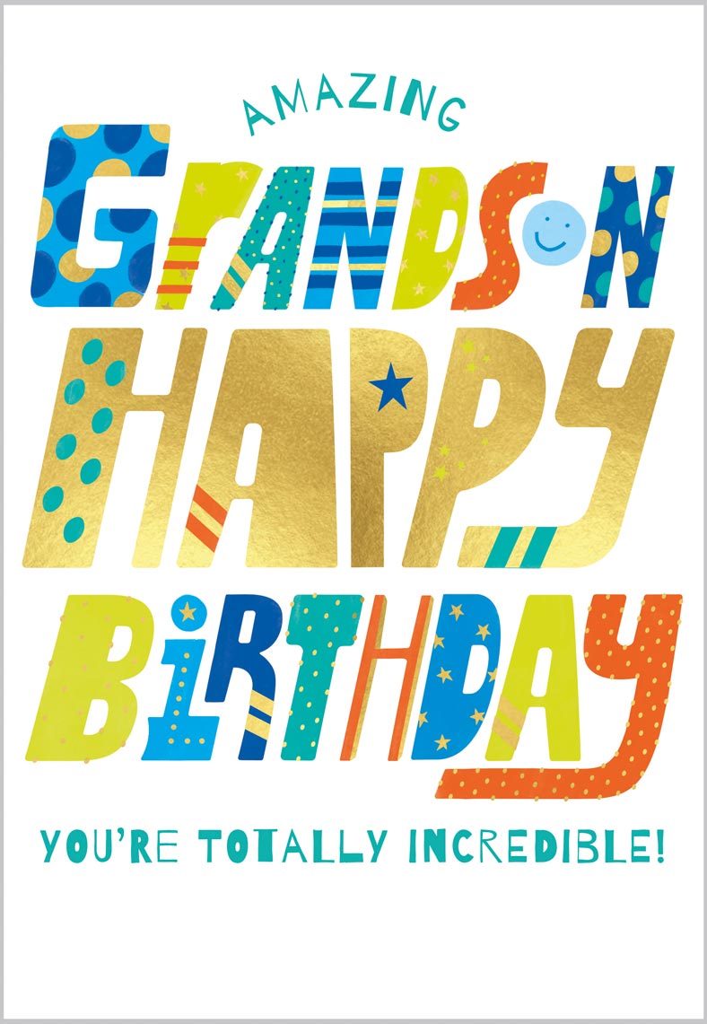 Grandson Birthday Fun Colourful Text