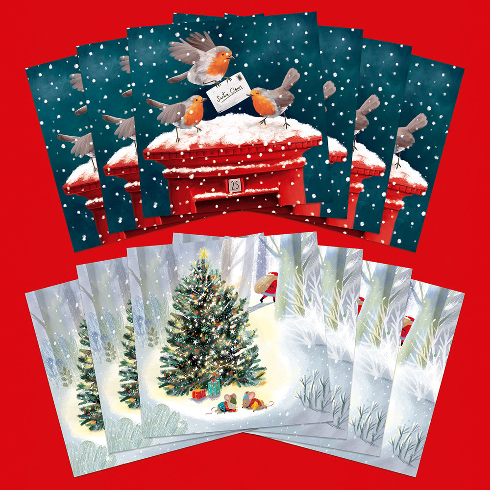 Winter Robins | 12 Christmas Cards, 2 Designs