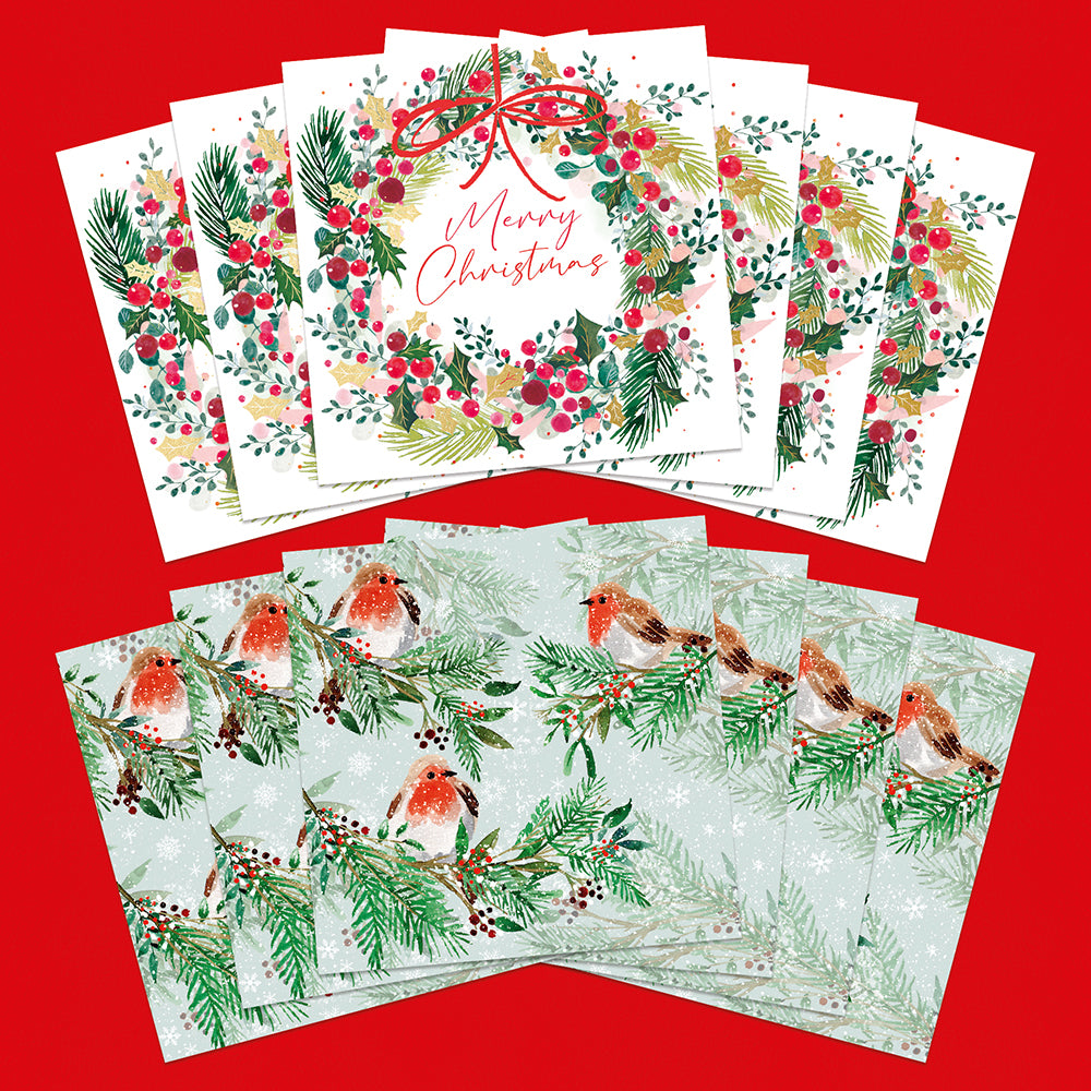 Merry Wreath | 12 Christmas Cards, 2 Designs